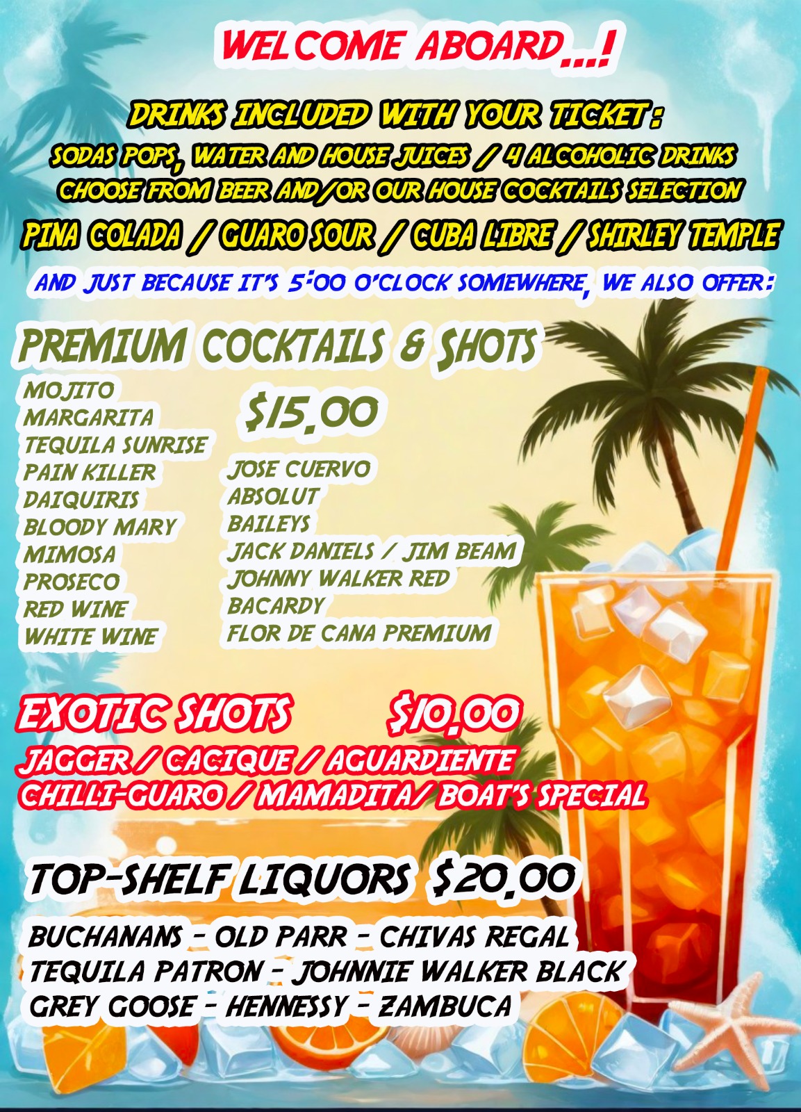 Sea Quest cocktail menu